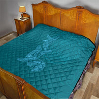 Hawaiian Monk Seal and Whale Quilt Kakau Tribal Pattern Teal Color LT03 - Polynesian Pride