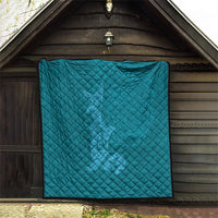 Hawaiian Monk Seal and Whale Quilt Kakau Tribal Pattern Teal Color LT03 - Polynesian Pride