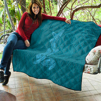 Hawaiian Monk Seal and Whale Quilt Kakau Tribal Pattern Teal Color LT03 - Polynesian Pride