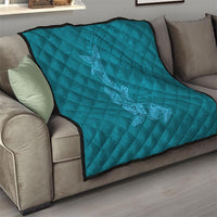 Hawaiian Monk Seal and Whale Quilt Kakau Tribal Pattern Teal Color LT03 - Polynesian Pride