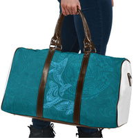 Hawaiian Monk Seal and Whale Travel Bag Kakau Tribal Pattern Teal Color