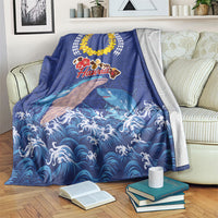 Hawaiian Sea Animals Blanket Whales Shark and Turtle Guardians with Tribal Pattern