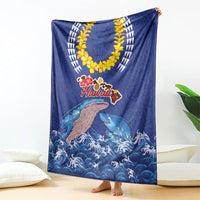 Hawaiian Sea Animals Blanket Whales Shark and Turtle Guardians with Tribal Pattern