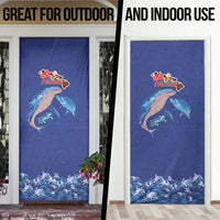 Hawaiian Sea Animals Door Cover Whales Shark and Turtle Guardians with Tribal Pattern