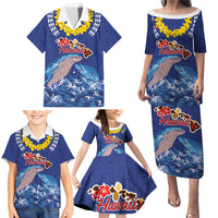 Hawaiian Sea Animals Family Matching Puletasi and Hawaiian Shirt Whales Shark and Turtle Guardians with Tribal Pattern