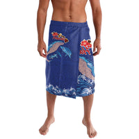 Hawaiian Sea Animals Lavalava Whales Shark and Turtle Guardians with Tribal Pattern LT03 Blue - Polynesian Pride