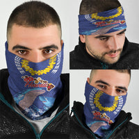 Hawaiian Sea Animals Neck Gaiter Whales Shark and Turtle Guardians with Tribal Pattern