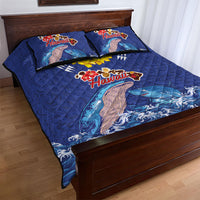 Hawaiian Sea Animals Quilt Bed Set Whales Shark and Turtle Guardians with Tribal Pattern LT03 - Polynesian Pride