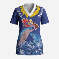 Hawaiian Sea Animals Scrub Top Whales Shark and Turtle Guardians with Tribal Pattern LT03 Adult Blue - Polynesian Pride