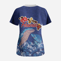 Hawaiian Sea Animals Scrub Top Whales Shark and Turtle Guardians with Tribal Pattern LT03 - Polynesian Pride