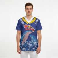 Hawaiian Sea Animals Scrub Top Whales Shark and Turtle Guardians with Tribal Pattern LT03 - Polynesian Pride