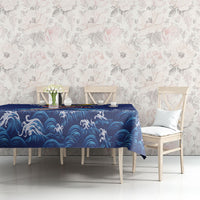 Hawaiian Sea Animals Tablecloth Whales Shark and Turtle Guardians with Tribal Pattern