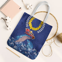 Hawaiian Sea Animals Tote Bag Whales Shark and Turtle Guardians with Tribal Pattern