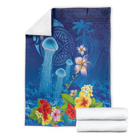 Fiji Jellyfish Blanket Tapa Patterns and Hibiscus Sea Vibe