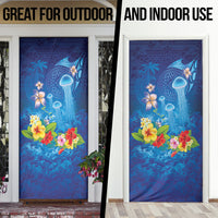Fiji Jellyfish Door Cover Tapa Patterns and Hibiscus Sea Vibe