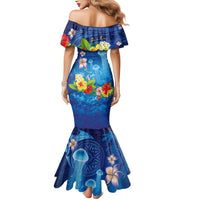 Fiji Jellyfish Mermaid Dress Tapa Patterns and Hibiscus Sea Vibe