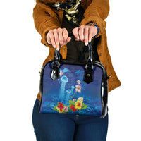 Fiji Jellyfish Shoulder Handbag Tapa Patterns and Hibiscus Sea Vibe