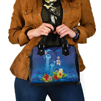Fiji Jellyfish Shoulder Handbag Tapa Patterns and Hibiscus Sea Vibe