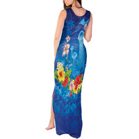 Fiji Jellyfish Tank Maxi Dress Tapa Patterns and Hibiscus Sea Vibe