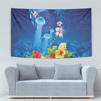 Fiji Jellyfish Tapestry Tapa Patterns and Hibiscus Sea Vibe