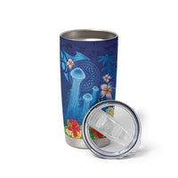 Fiji Jellyfish Tumbler Cup Tapa Patterns and Hibiscus Sea Vibe LT03 - Polynesian Pride