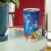 Fiji Jellyfish Tumbler Cup Tapa Patterns and Hibiscus Sea Vibe LT03 - Polynesian Pride