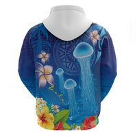 Fiji Jellyfish Zip Hoodie Tapa Patterns and Hibiscus Sea Vibe LT03 - Polynesian Pride