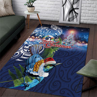 New Zealand Merry Christmas Area Rug Maori Tribal Pattern with Xmas Tui Bird LT03 Multicolor - Polynesian Pride