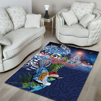 New Zealand Merry Christmas Area Rug Maori Tribal Pattern with Xmas Tui Bird LT03 - Polynesian Pride