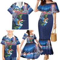 New Zealand Merry Christmas Family Matching Mermaid Dress and Hawaiian Shirt Maori Tribal Pattern with Xmas Tui Bird LT03 - Polynesian Pride