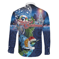 New Zealand Merry Christmas Family Matching Mermaid Dress and Hawaiian Shirt Maori Tribal Pattern with Xmas Tui Bird LT03 Son's Shirt Multicolor - Polynesian Pride