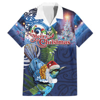 New Zealand Merry Christmas Family Matching Off The Shoulder Long Sleeve Dress and Hawaiian Shirt Maori Tribal Pattern with Xmas Tui Bird LT03 Dad's Shirt - Short Sleeve Multicolor - Polynesian Pride