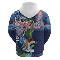 New Zealand Merry Christmas Hoodie Maori Tribal Pattern with Xmas Tui Bird LT03 - Polynesian Pride