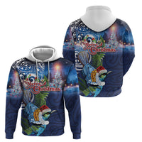 New Zealand Merry Christmas Hoodie Maori Tribal Pattern with Xmas Tui Bird LT03 - Polynesian Pride