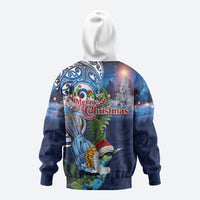 New Zealand Merry Christmas Hoodie Maori Tribal Pattern with Xmas Tui Bird LT03 - Polynesian Pride