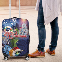 New Zealand Merry Christmas Luggage Cover Maori Tribal Pattern with Xmas Tui Bird