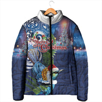 New Zealand Merry Christmas Padded Jacket Maori Tribal Pattern with Xmas Tui Bird LT03 - Polynesian Pride