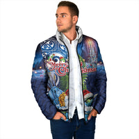 New Zealand Merry Christmas Padded Jacket Maori Tribal Pattern with Xmas Tui Bird LT03 - Polynesian Pride