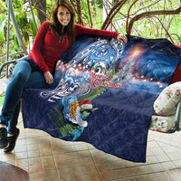 New Zealand Merry Christmas Quilt Maori Tribal Pattern with Xmas Tui Bird LT03 - Polynesian Pride