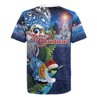 New Zealand Merry Christmas Rugby Jersey Maori Tribal Pattern with Xmas Tui Bird