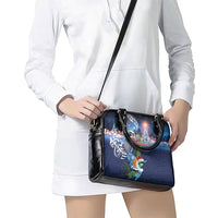 New Zealand Merry Christmas Shoulder Handbag Maori Tribal Pattern with Xmas Tui Bird