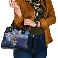 New Zealand Merry Christmas Shoulder Handbag Maori Tribal Pattern with Xmas Tui Bird