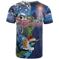 New Zealand Merry Christmas T Shirt Maori Tribal Pattern with Xmas Tui Bird