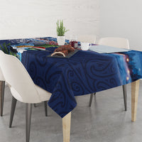 New Zealand Merry Christmas Tablecloth Maori Tribal Pattern with Xmas Tui Bird