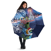 New Zealand Merry Christmas Umbrella Maori Tribal Pattern with Xmas Tui Bird LT03 - Polynesian Pride