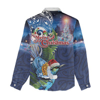 New Zealand Merry Christmas Women Casual Shirt Maori Tribal Pattern with Xmas Tui Bird LT03 - Polynesian Pride