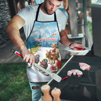New Zealand and Australia Merry Christmas Apron Kiwi Birds Skiing and Koala Santa Riding Kangaroo