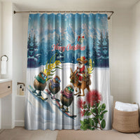 New Zealand and Australia Merry Christmas Bathroom Set Kiwi Birds Skiing and Koala Santa Riding Kangaroo