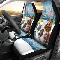 New Zealand and Australia Merry Christmas Car Seat Cover Kiwi Birds Skiing and Koala Santa Riding Kangaroo