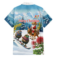 New Zealand and Australia Merry Christmas Family Matching Summer Maxi Dress and Hawaiian Shirt Kiwi Birds Skiing and Koala Santa Riding Kangaroo LT03 Dad's Shirt - Long Sleeve Multicolor - Polynesian Pride
